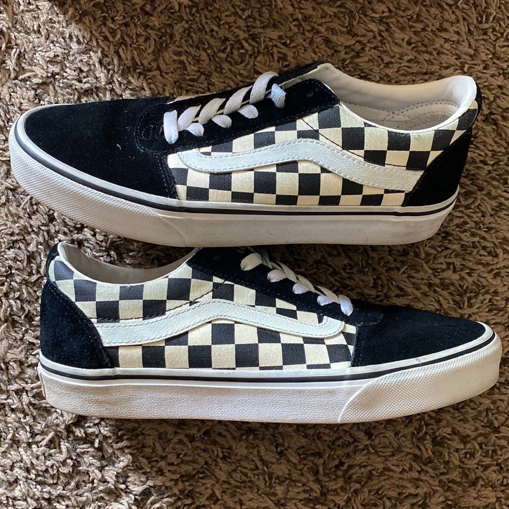 Checkerboard Black and White Suede Vans